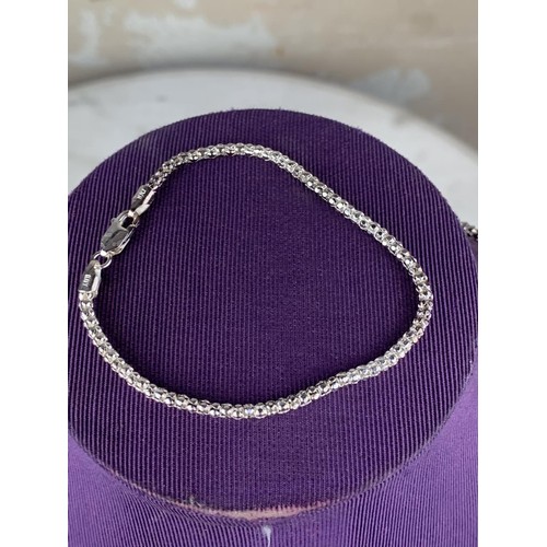 318 - FANCY SILVER LINK WRISTCHAIN AND MATCHING NECKLACE