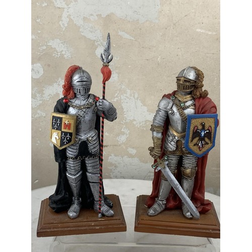 329 - PAIR OF KNIGHT FIGURINES ON PLINTH 8