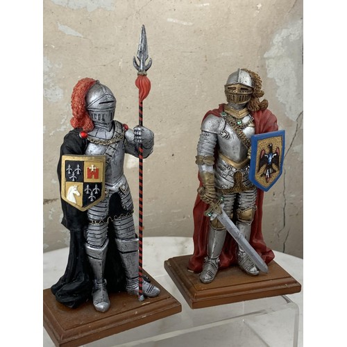 329 - PAIR OF KNIGHT FIGURINES ON PLINTH 8