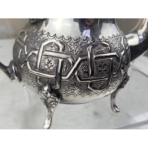 364 - SIGNED MORROCAN EMBOSSED PLATED TEAPOT 7