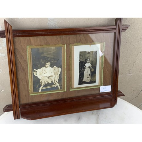 373 - MAH BRACKET WITH ANTIQUE PHOTO FRAMES 14 X 10