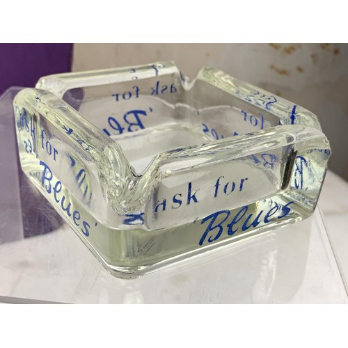 380 - ASK FOR BLUES A VINTAGE GLASS ASHTRAY