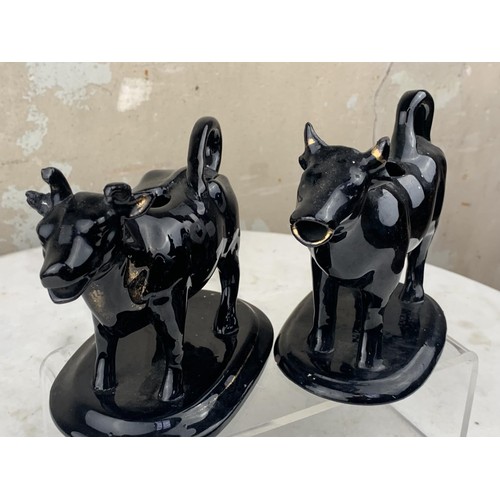 399 - PAIR OF ONYX GLASS COW CREAM POURERS 5