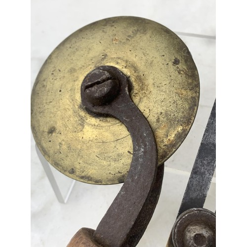 403 - 4 OLD TOOLS INCLUDING BRASS WHEEL SCRIBE