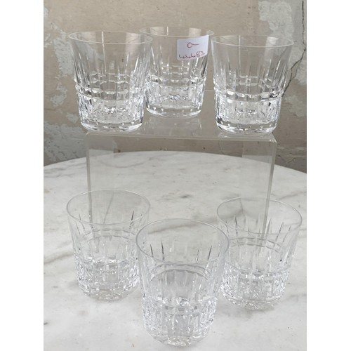 431 - A SET OF 6 HEAVY WATERFORD CRYSTAL WHISKEY TUMBLERS