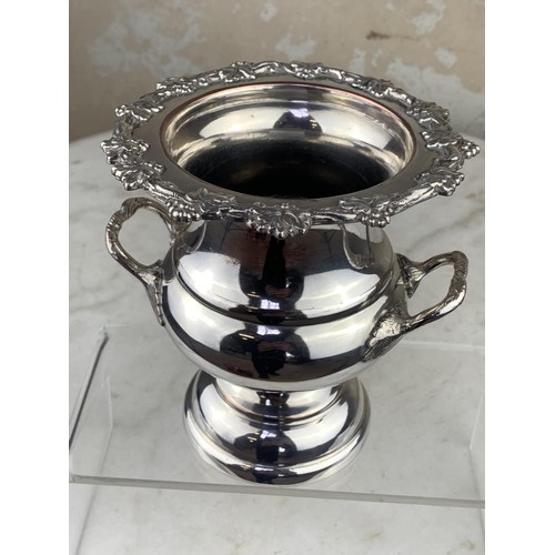 435 - ORNATE 2 HANDLED PLATED URN 5