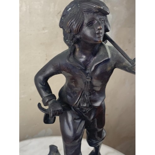 486 - AN ANTIQUE BRONZE FIGURE OF BOY FRUIT CARRIER 14