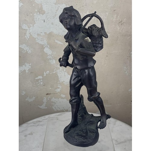 486 - AN ANTIQUE BRONZE FIGURE OF BOY FRUIT CARRIER 14