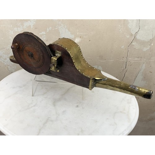 500 - VERY UNUSUAL BRASS AND WOOD BELLOWS 24