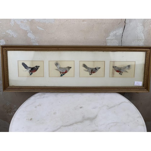 519 - AN ANTIQUE  FRAMED SET OF 4 BIRDS ALL MADE IN FEATHERS