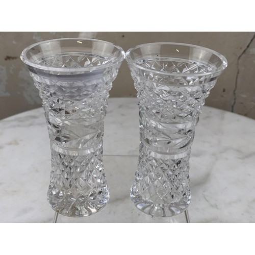 524 - A MATCHING PAIR OF WATERFORD CRYSTAL SPILL VASE