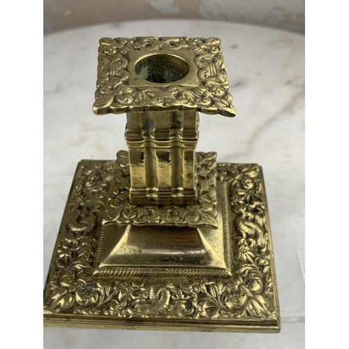 527 - HIGHLY DECORATIVE BRASS CANDLESTICK 4