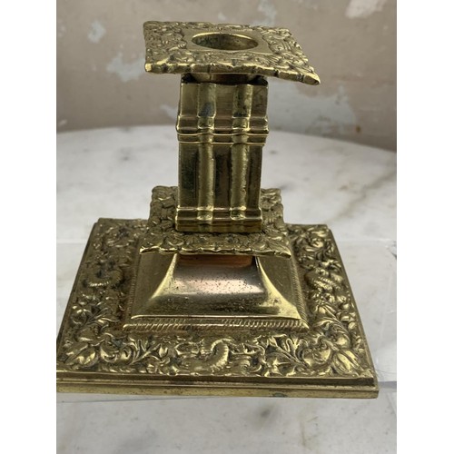 527 - HIGHLY DECORATIVE BRASS CANDLESTICK 4