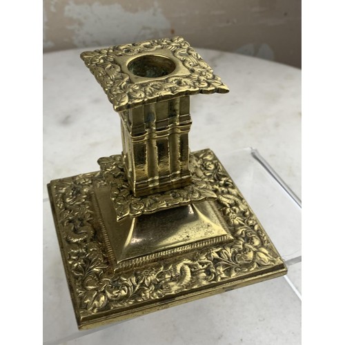 527 - HIGHLY DECORATIVE BRASS CANDLESTICK 4