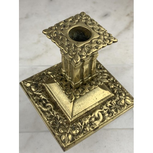 527 - HIGHLY DECORATIVE BRASS CANDLESTICK 4