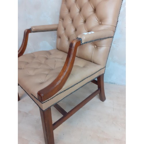 352 - A GAINSBOROUGH  BUTTON BACK LEATHER LIBRARY CHAIR