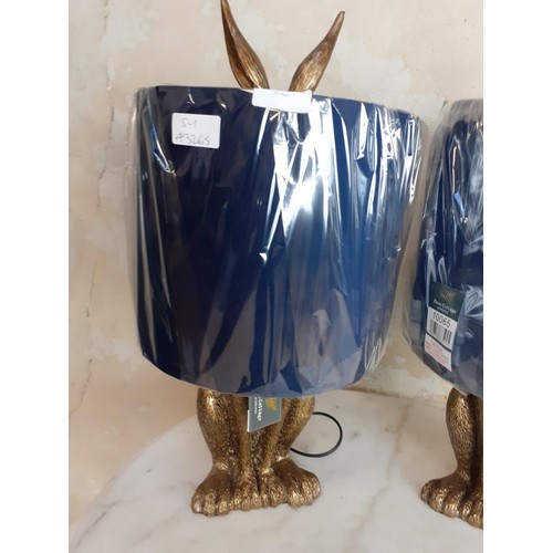 444 - A PAIR OF NEW RABBIT LAMPS COMPLETE WITH SHADES