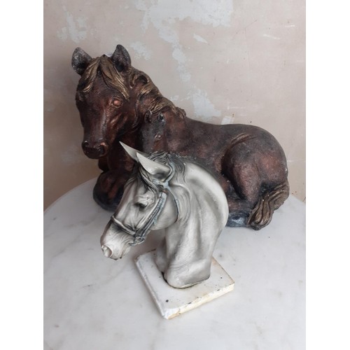 458 - 2 GARDEN HORSE ORNAMENTS