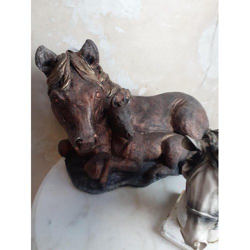 458 - 2 GARDEN HORSE ORNAMENTS