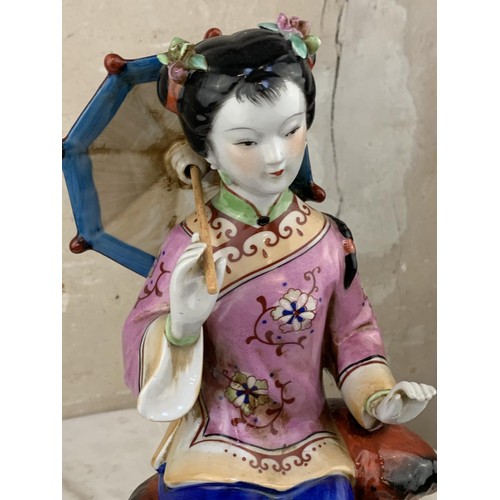 100A - A CHINESE PORCELAIN LADY WITH PARASOL 13