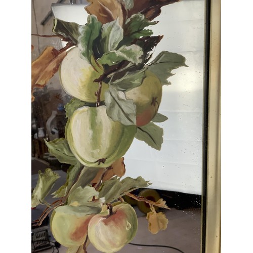 469 - ORNATE GILT FRAMED MIRROR WITH HAND Pinted still life 17 x29