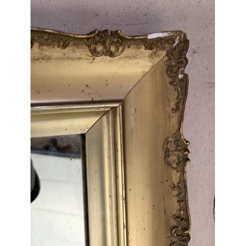 469 - ORNATE GILT FRAMED MIRROR WITH HAND Pinted still life 17 x29