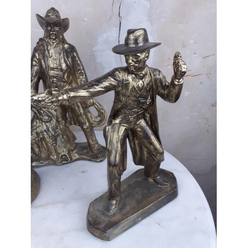 11 - 3 GILT JOHN WAYNE FIGURES