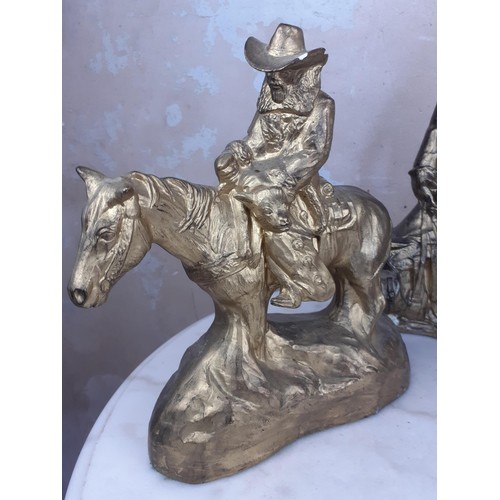 11 - 3 GILT JOHN WAYNE FIGURES