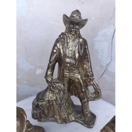 11 - 3 GILT JOHN WAYNE FIGURES