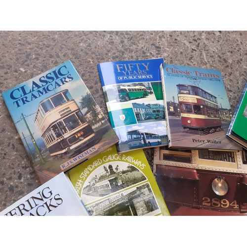 13 - LOT OF VINTAGE BOOKS ON TRAMS AND STEAM TRAINS