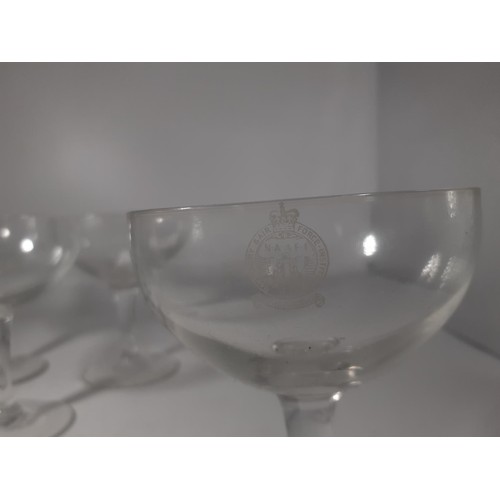 21 - SET OF BABYCHAM GLASS WITH N.A.A.F.I CREST