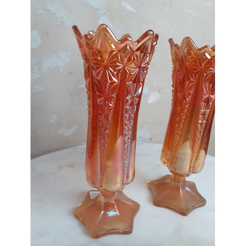 22 - PAIR OF CARNAVIL GLASS VASES 9