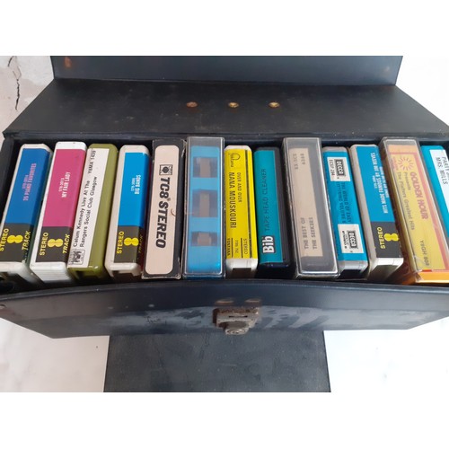 28 - VINTAGE 8 TRACK 240 VOLT STEREO AND SELECTION OF TAPES