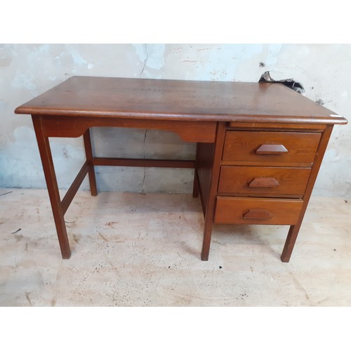 61 - VINTAGE OAK 3 DRAWER DESK