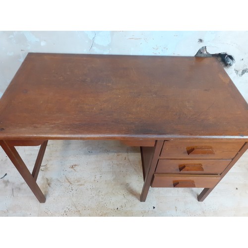 61 - VINTAGE OAK 3 DRAWER DESK