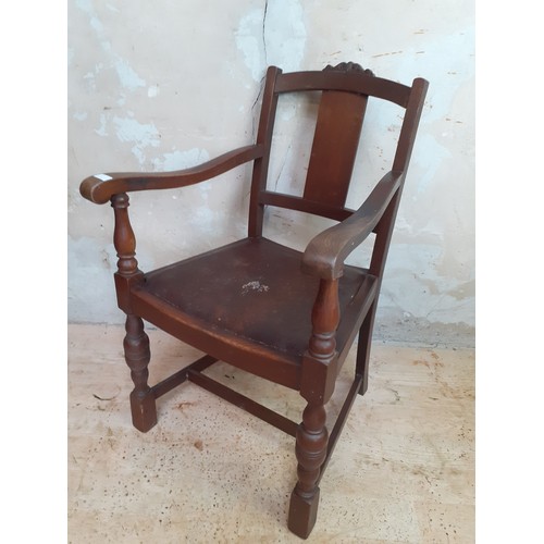 71 - OAK FRAMED ARMCHAIR