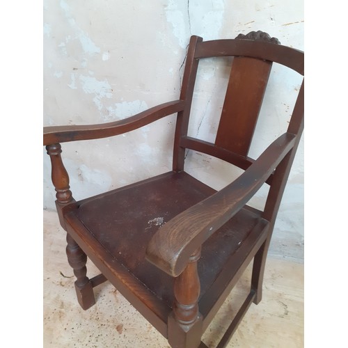 71 - OAK FRAMED ARMCHAIR