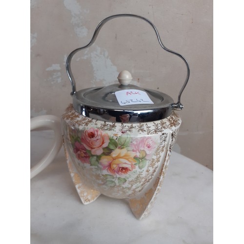 94 - CELTIC ROSE TEA CADDY AND RETRO TEA POT