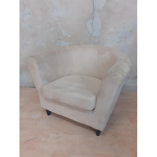 107 - A SUEDE TUB CHAIR