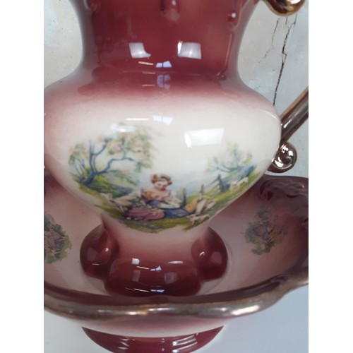 182 - A SMALL JUG AND BOWL