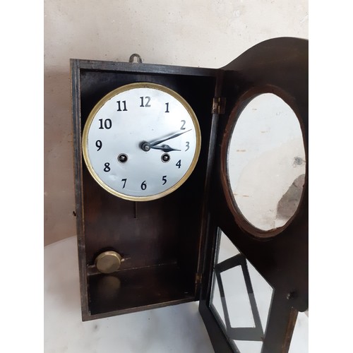 191 - UNUSUAL 1920'S OAK CASED WALL CLOCK