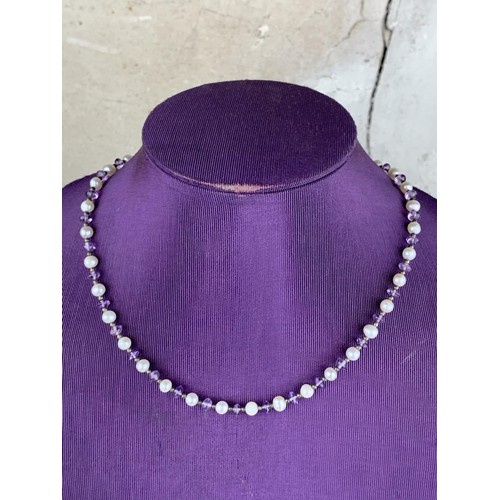 249 - AMETHYST & PEARL SET NECKLACE