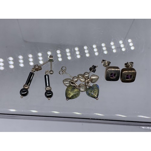 228 - 3 SET OF SILVER EARRINGS