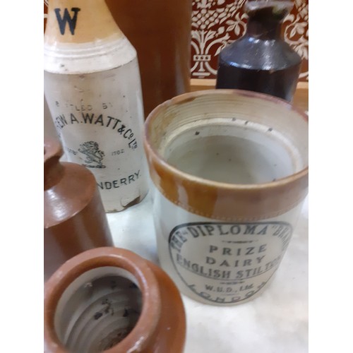 340 - ANTIQUE AND VINTAGE STONEWARE JARS ETC