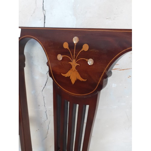 347 - INLAID MOTHER OF PEARL TAPESTRY CARVER CHAIR