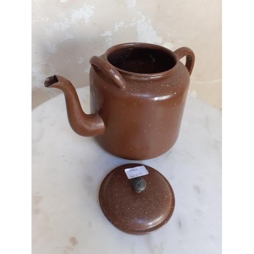 350 - BROWN ENAMEL TEAPOT