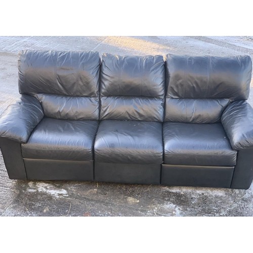 268 - BLACK LEATHER RECLINING 3 AND 2 SUITE