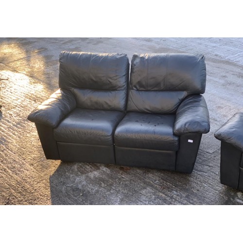 268 - BLACK LEATHER RECLINING 3 AND 2 SUITE