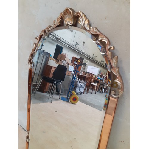 279 - A BEVELLED EDGED ORNATE MIRROR WITH COPPER EDGED MIRRORS