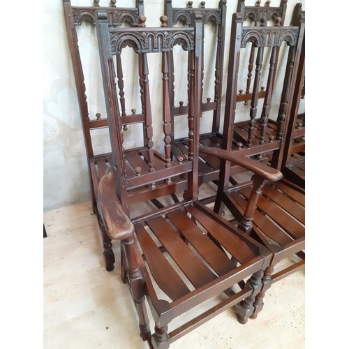 294 - SET OF 10 ERCOL DINNING CHAIRS TO INCLUDE 2 CARVERS